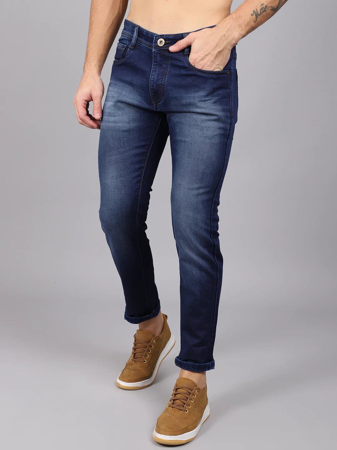 Men Blue Slim Fit Heavy Fade Stretchable Jeans