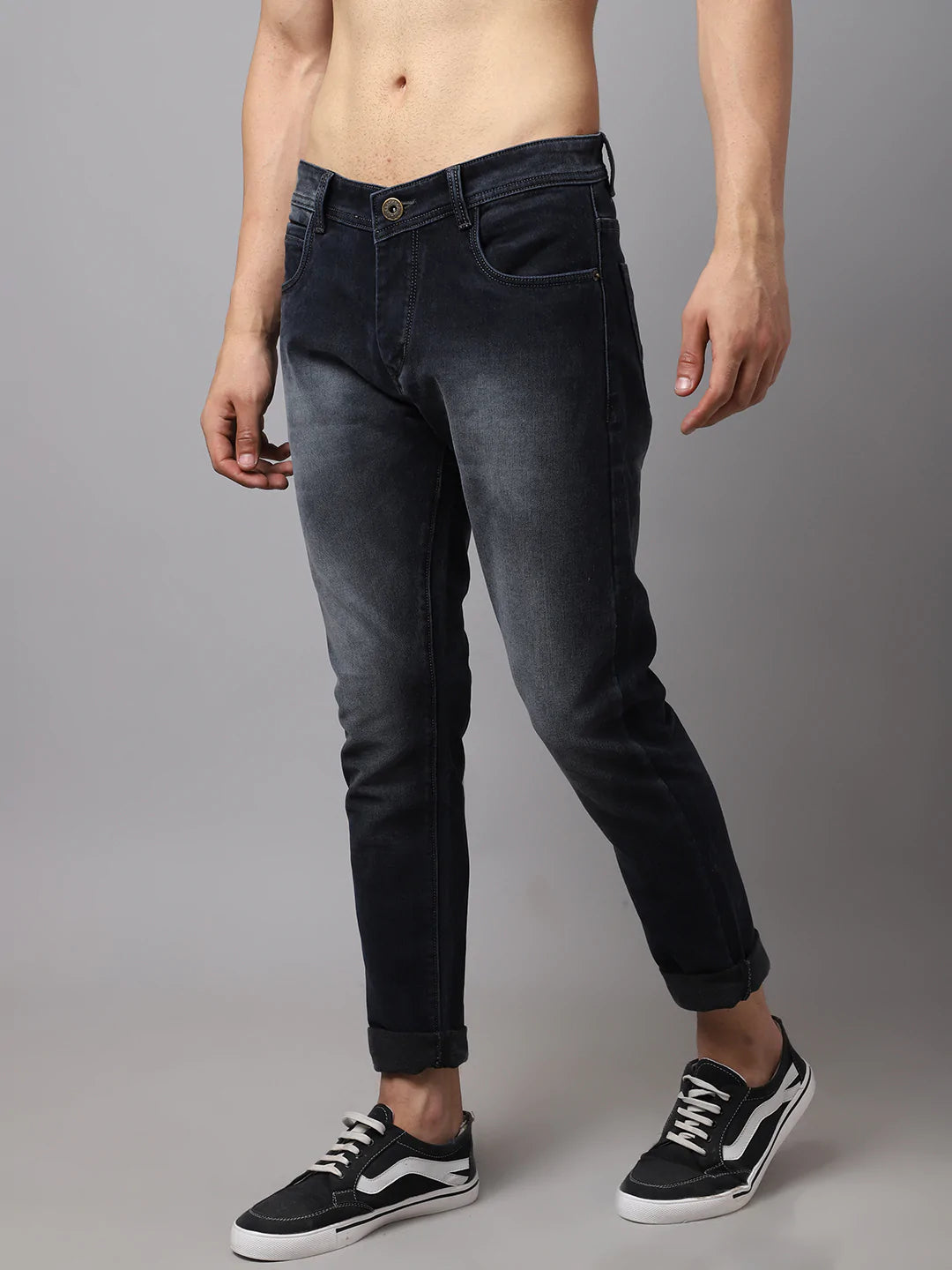 Men Black Slim Fit Light Fade Stretchable Jeans