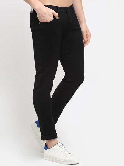 Men Black Solid Slim Fit Stretchable Jeans