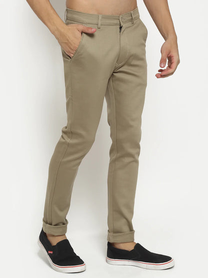 Men Beige Slim Fit Chinos Trousers