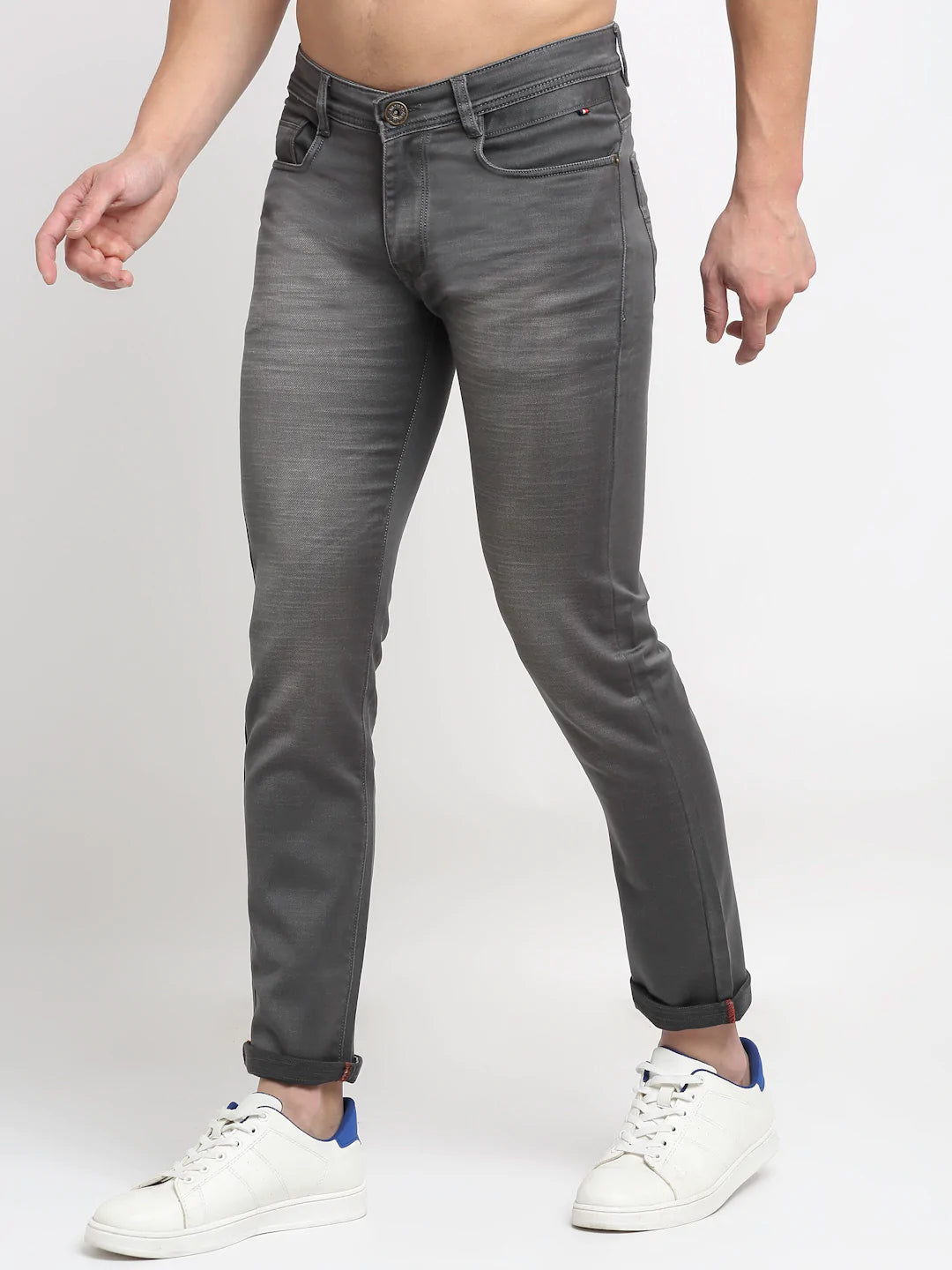 Men Grey Slim Fit Heavy Fade Stretchable Jeans