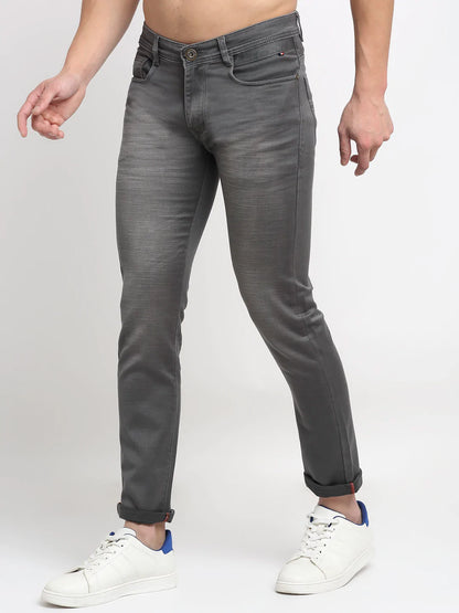 Men Grey Slim Fit Heavy Fade Stretchable Jeans