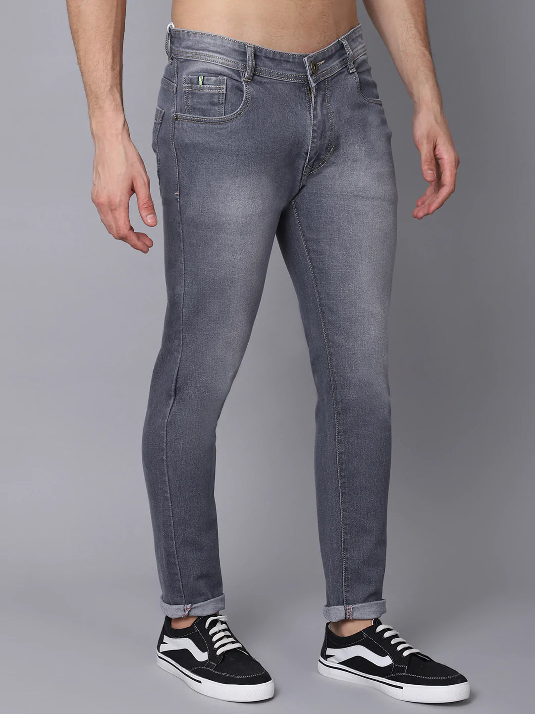 Men Grey Slim Fit Heavy Fade Stretchable Jeans