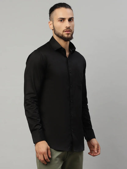 Men Black Slim Fit Casual Shirt