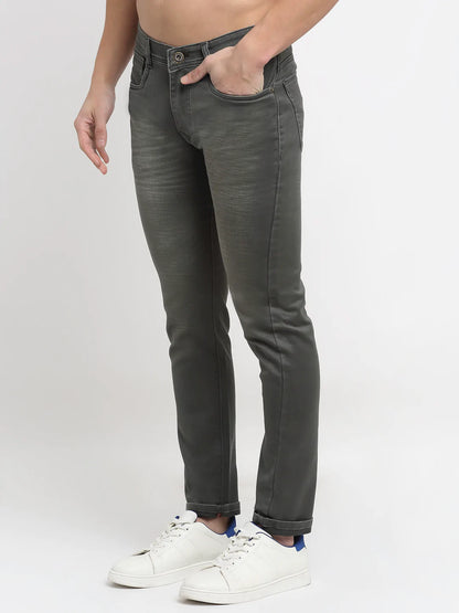 Men Green Slim Fit Heavy Fade Stretchable Jeans