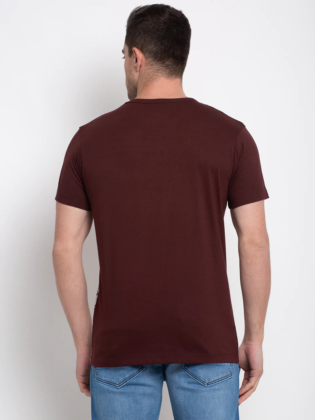 Men Brown Round Neck T-Shirts
