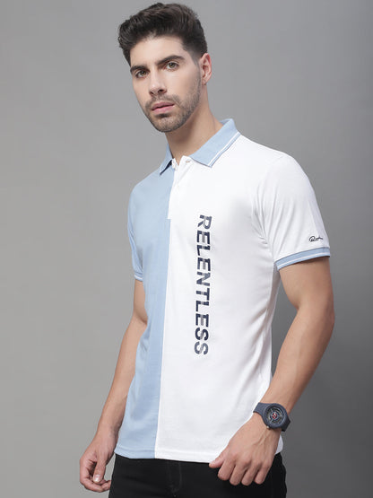 Colourblocked Polo Collar Cotton Slim Fit T-shirt