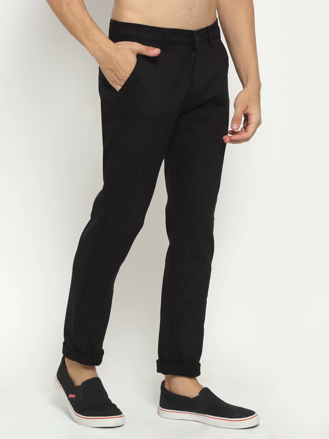 Men Black Slim Fit Chinos Trousers