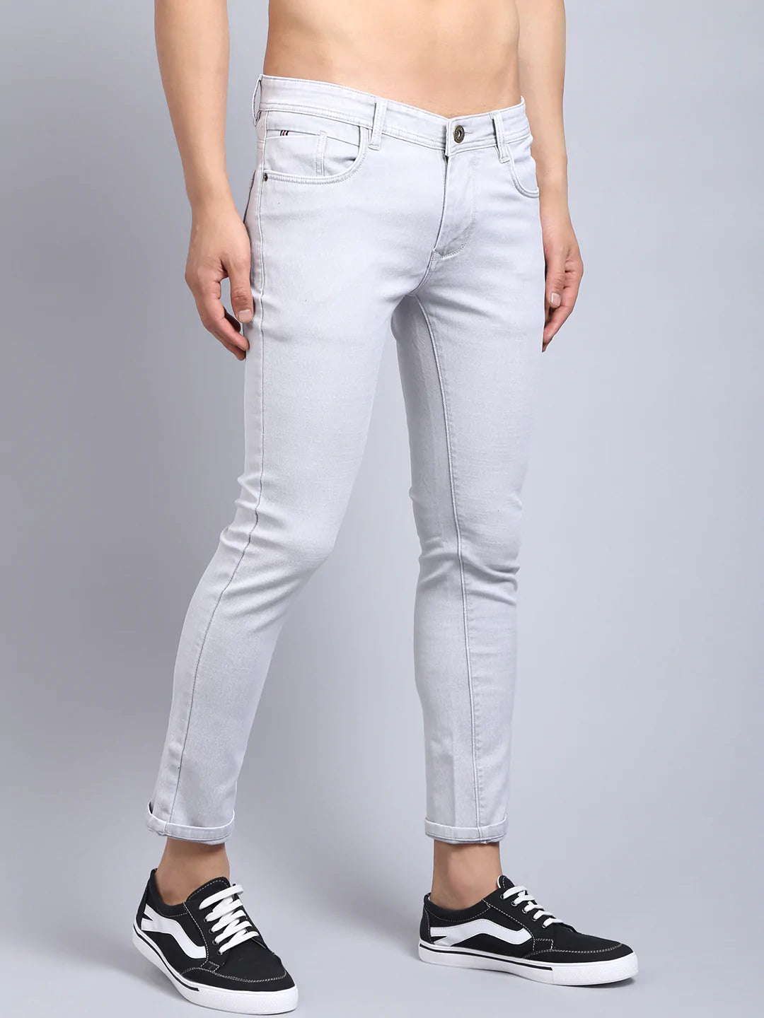 Men Grey Slim Fit Heavy Fade Stretchable Jeans