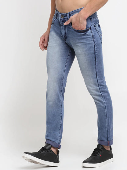 Men Blue Slim Fit Heavy Fade Stretchable Jeans