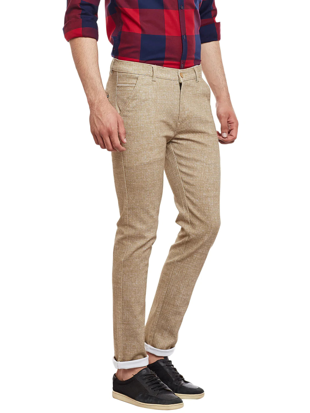 Men Beige Slim Fit Trousers