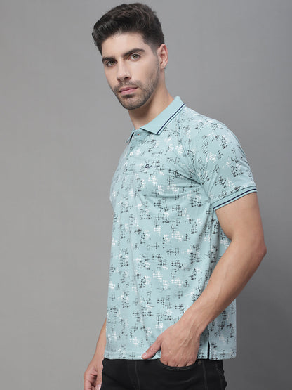 Abstract Printed Polo Collar Slim Fit T-shirt