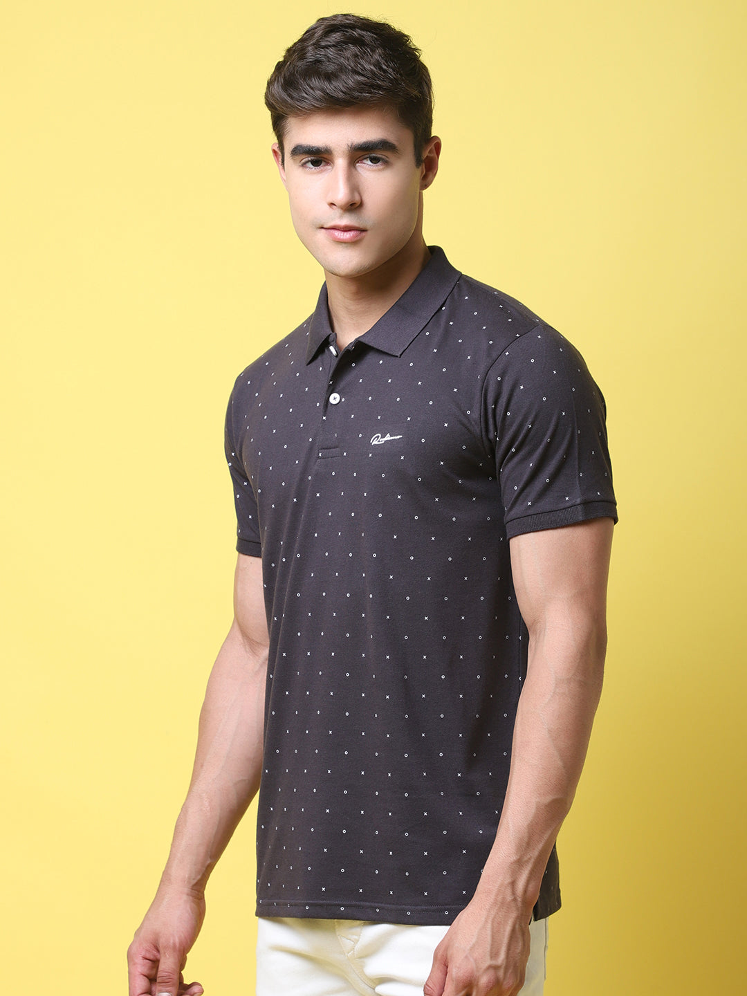 Printed Polo Collar Cotton Slim Fit T-shirt