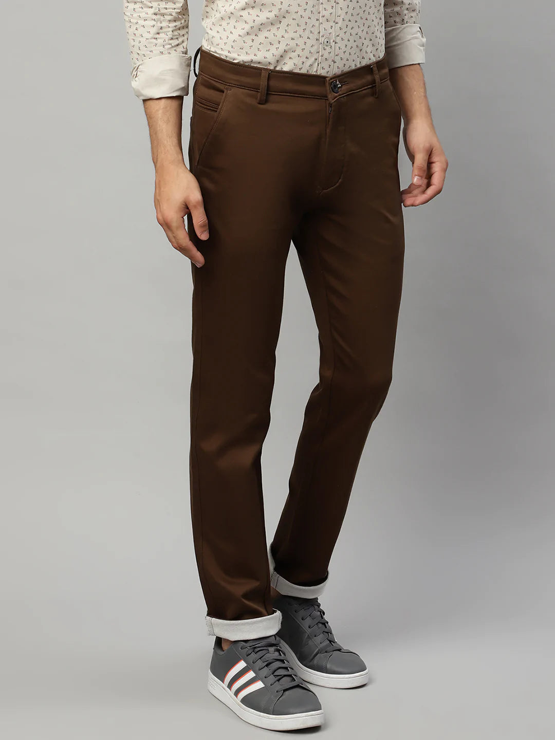 Men Brown Slim Fit Trousers