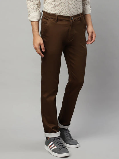 Men Brown Slim Fit Trousers