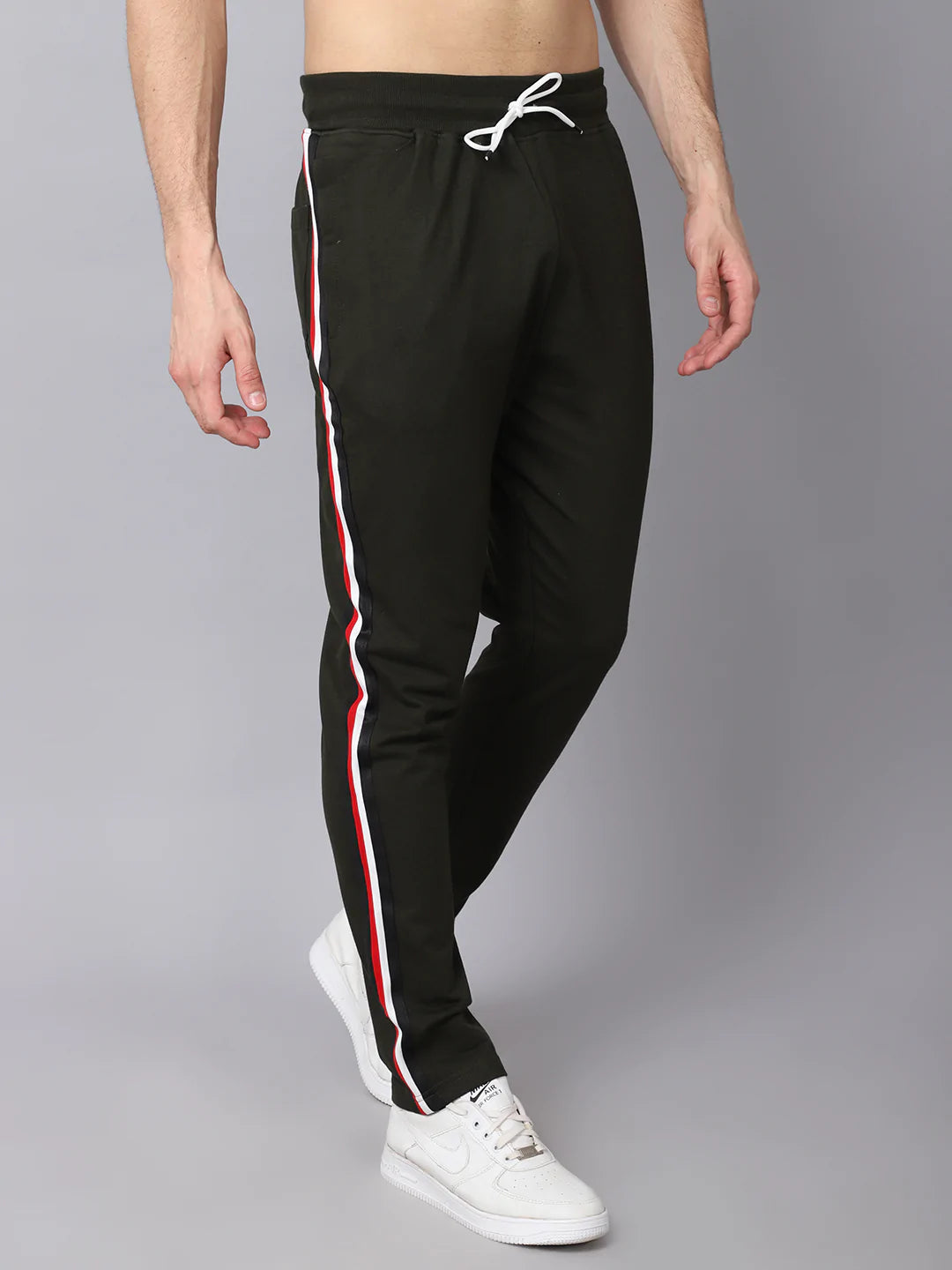 Men Green Solid Slim-Fit Track Pants