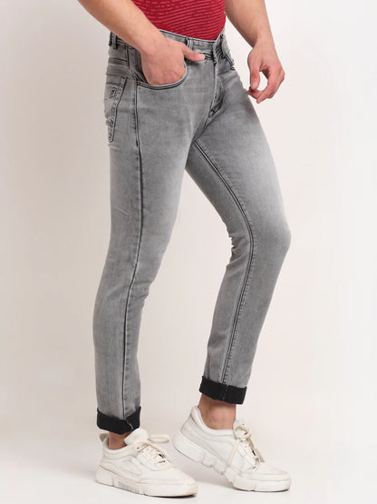 Men Grey Slim Fit Heavy Fade Stretchable Jeans