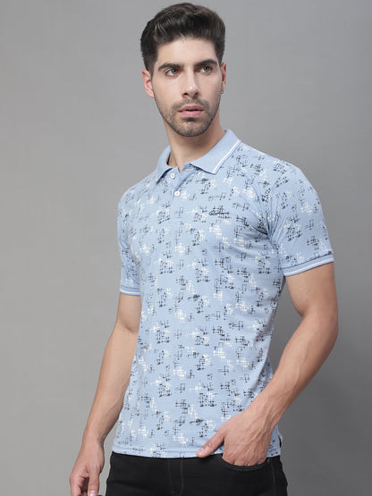 Abstract Printed Polo Collar Slim Fit T-shirt