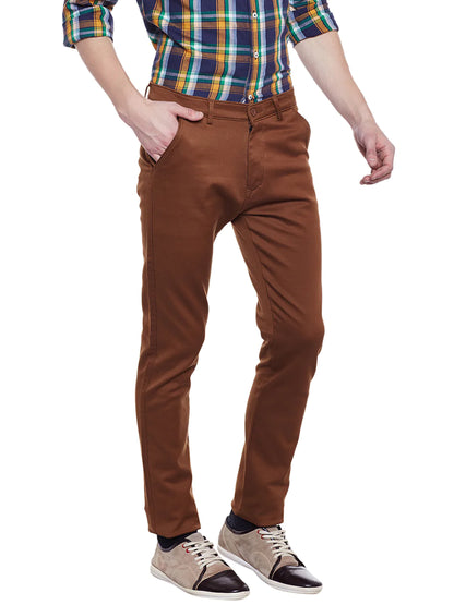 Men Brown Slim Fit Trousers