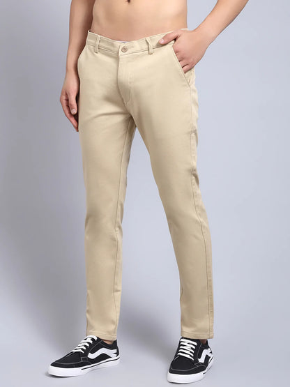 Men Beige Slim Fit Chinos Trousers