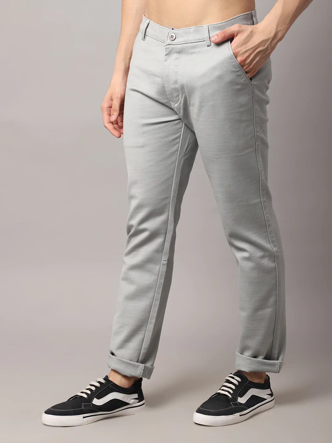 Men Grey Slim Fit Trousers
