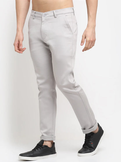 Men Grey Slim Fit Chinos Trousers
