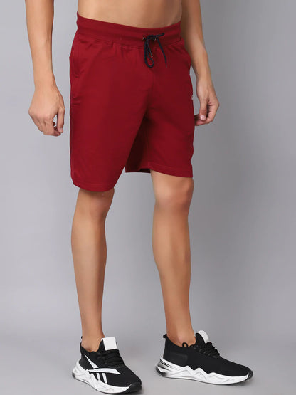 Men Maroon Slim Fit Sports Shorts