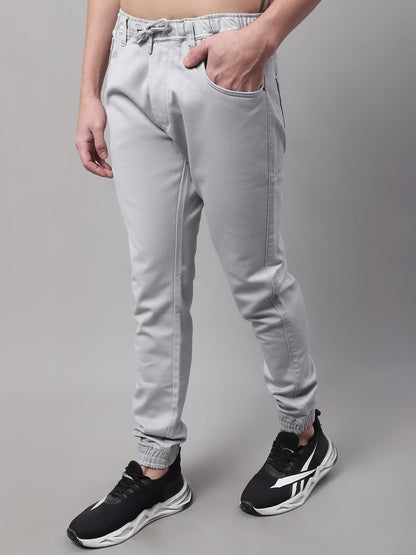 Men Grey Slim Fit Mid Rise Solid Jogger Jeans