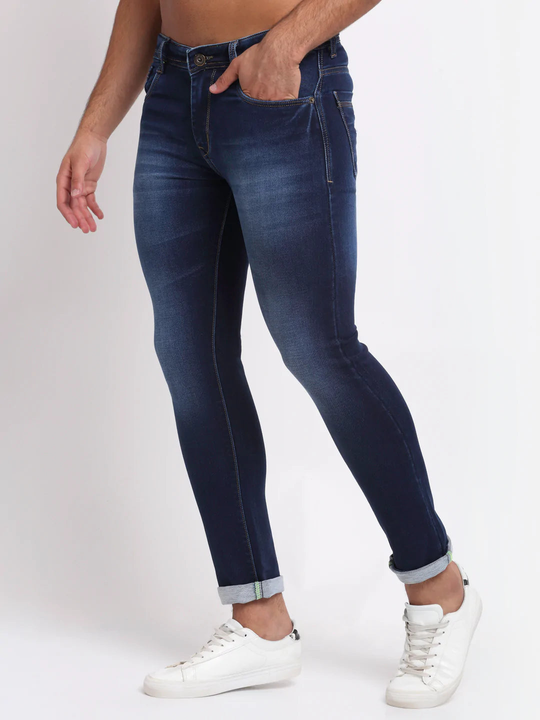 Men Blue Slim Fit Heavy Fade Stretchable Jeans