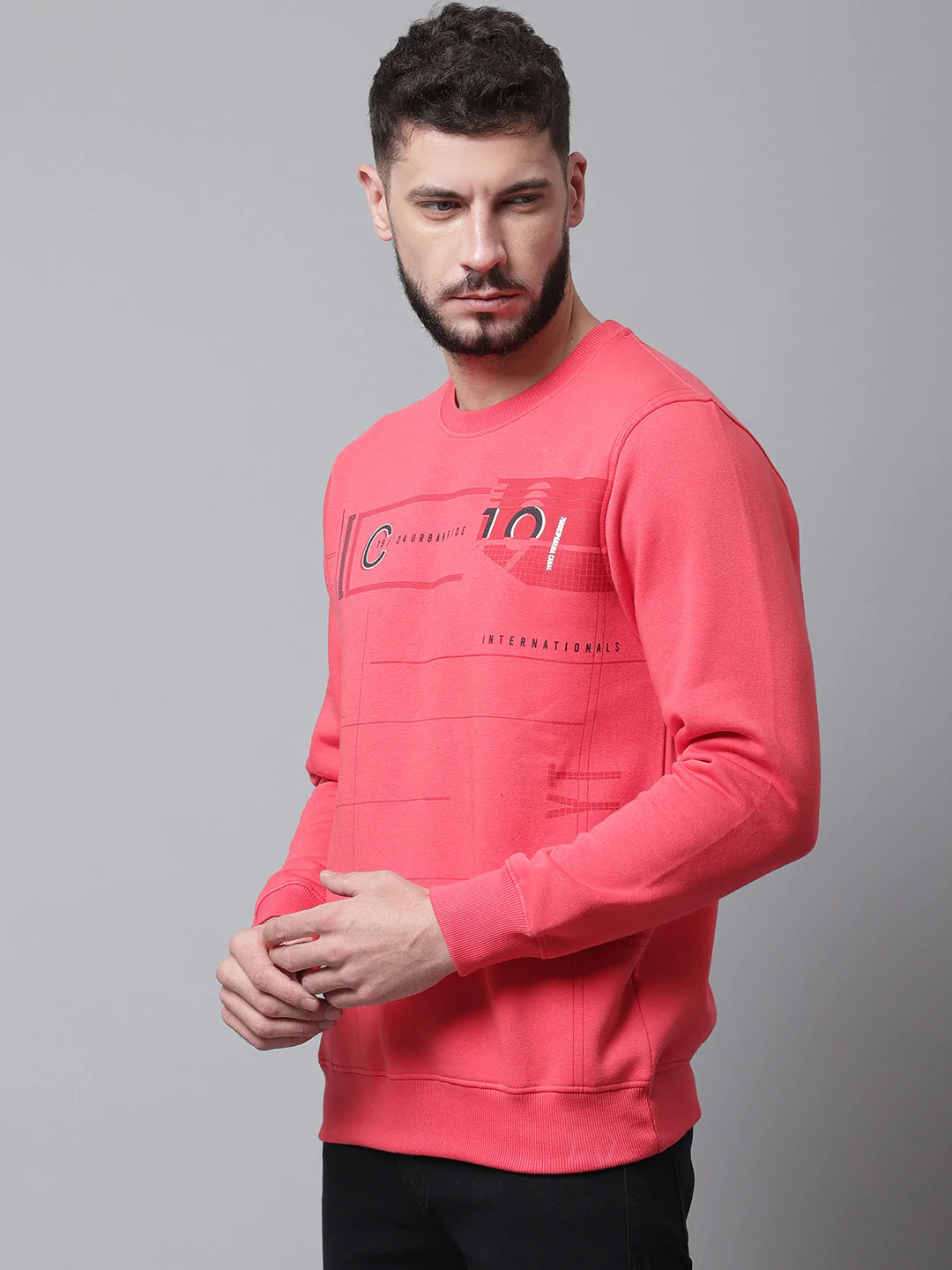 Men Pink Printed Sweatshirt