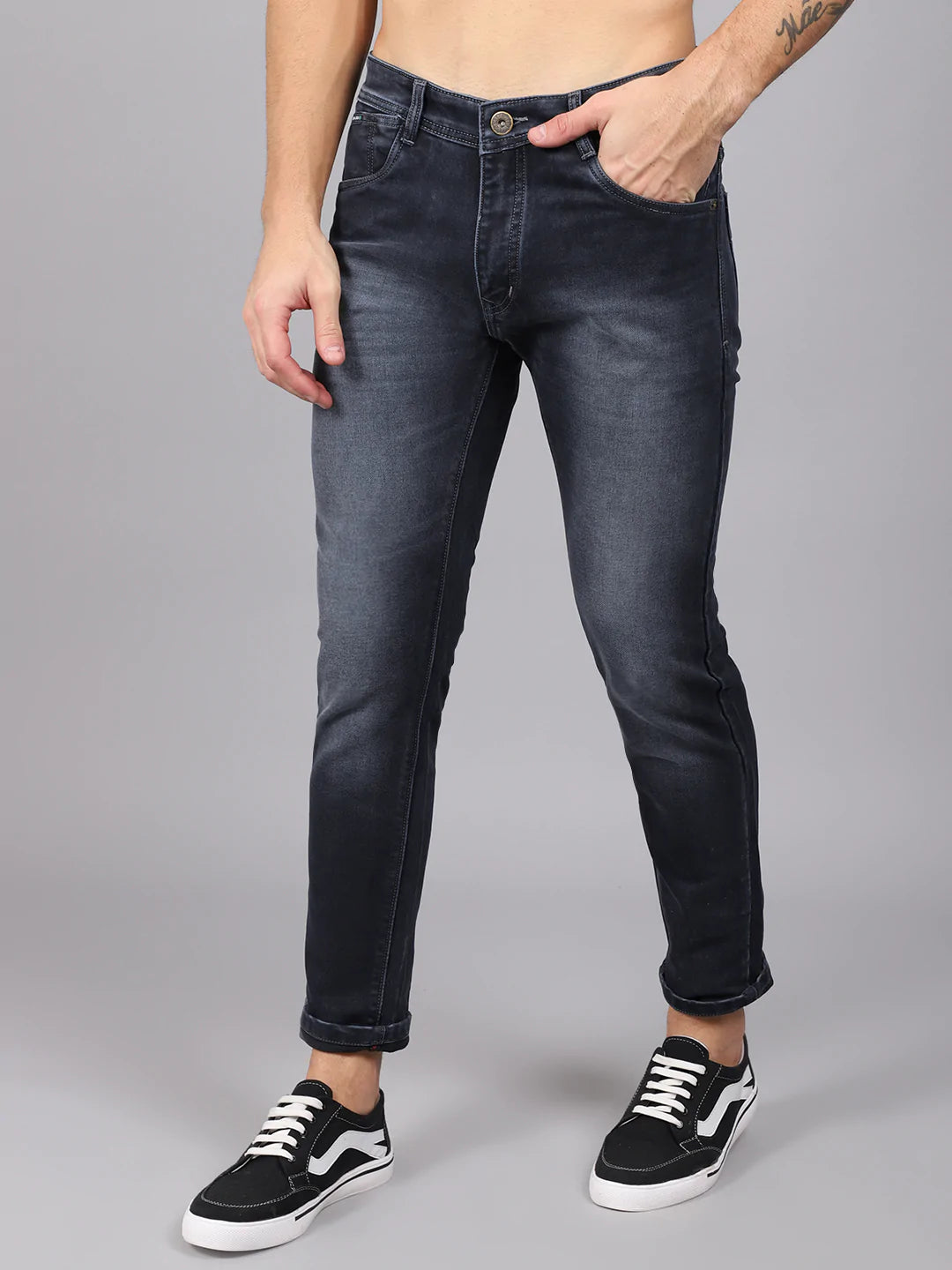 Men Blue Slim Fit Heavy Fade Stretchable Jeans