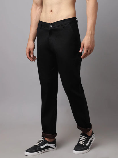 Men Black Solid Slim Fit Chinos Trouser