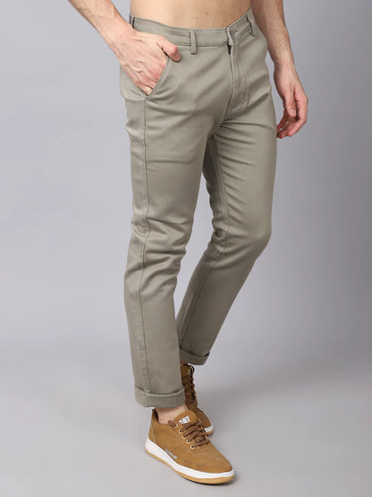 Men Olive Slim Fit Trousers