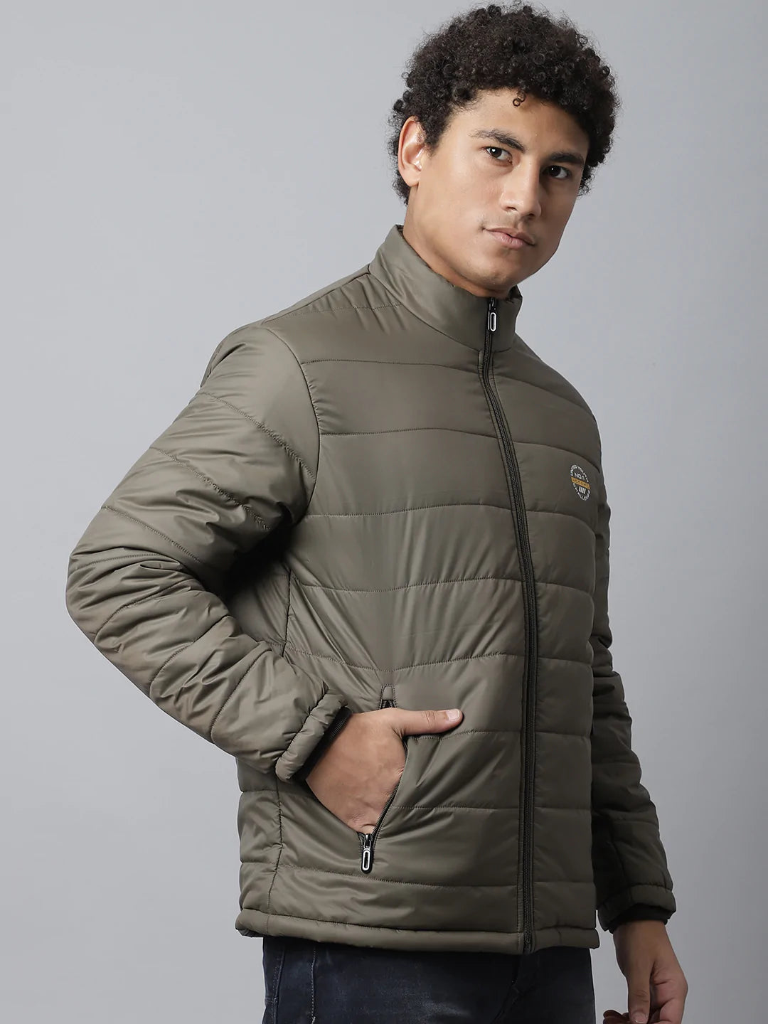 Men Striped Windcheater Padded Jacket