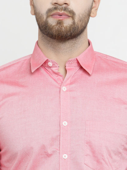 Men Pink Slim Fit Solid Casual Shirt
