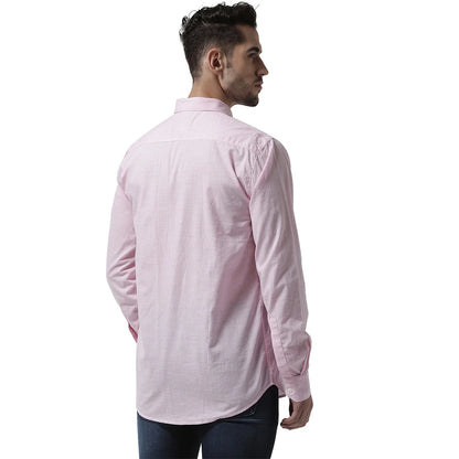 Men Pink  White Slim Fit Checked Casual Shirt