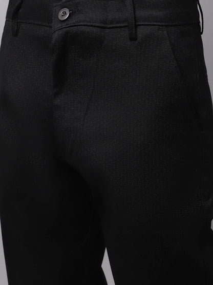 Men Black Solid Slim Fit Chinos Trouser