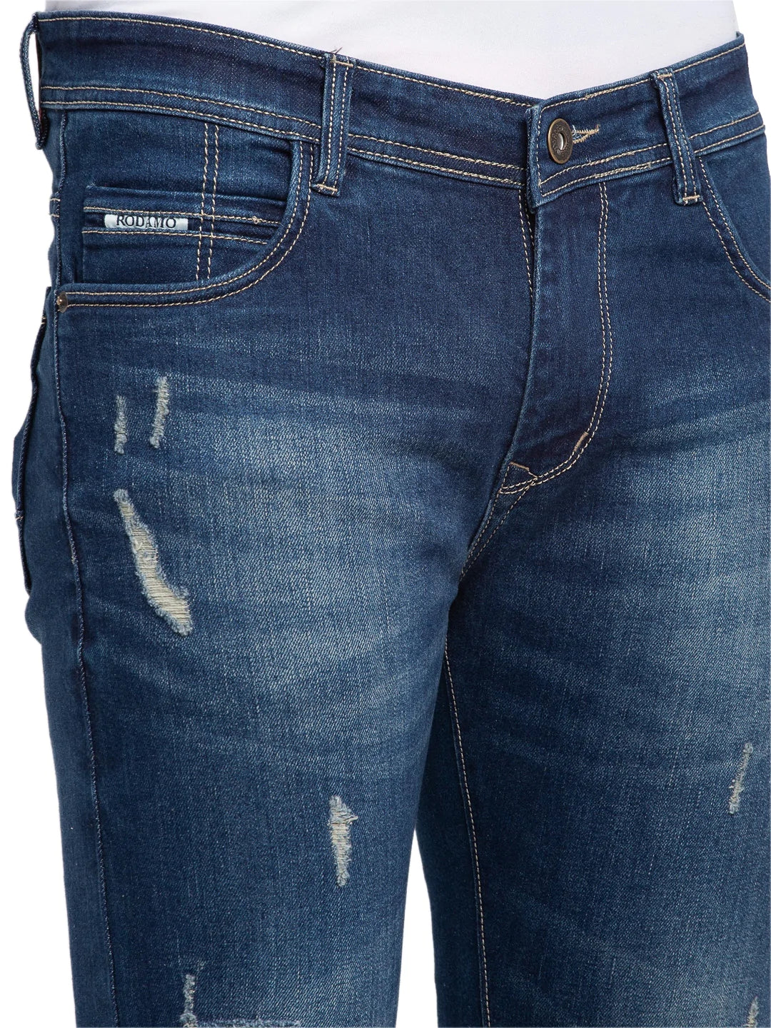 Men Blue Slim Fit Mid-Rise Mildly Distressed Jeans