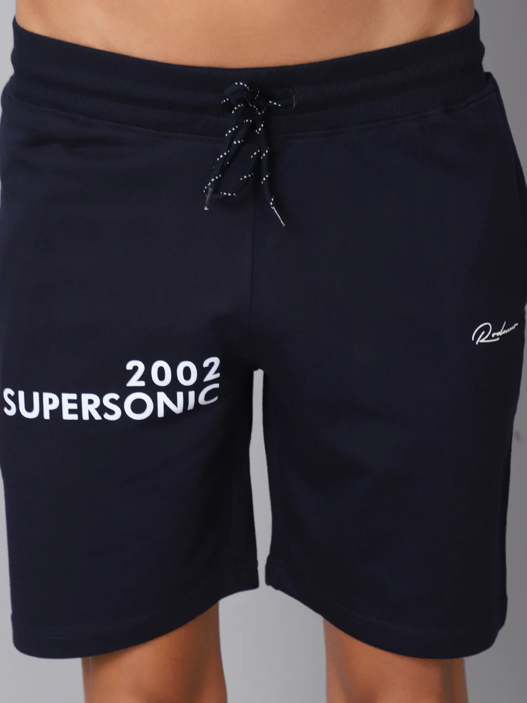 Men Navy Blue Printed Slim Fit Sports Shorts