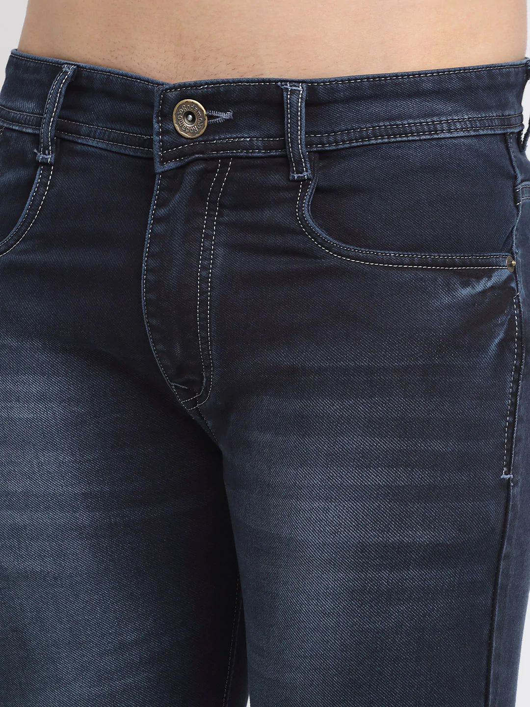 Men Blue Slim Fit Heavy Fade Stretchable Denim Jeans