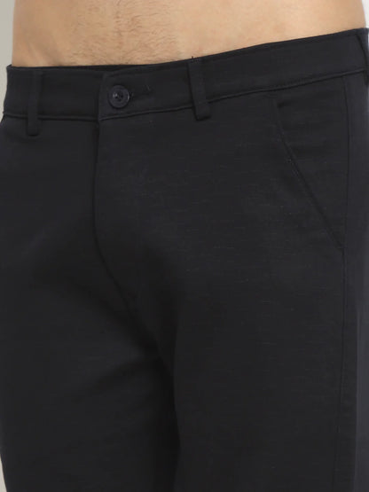 Men Navy Blue Regular Fit Chinos Trousers