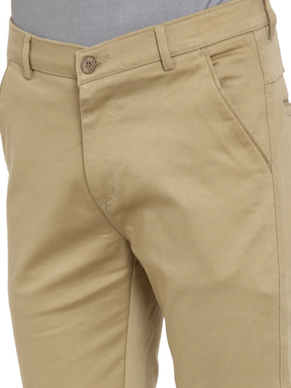 Men Khaki Slim Fit Solid Chinos