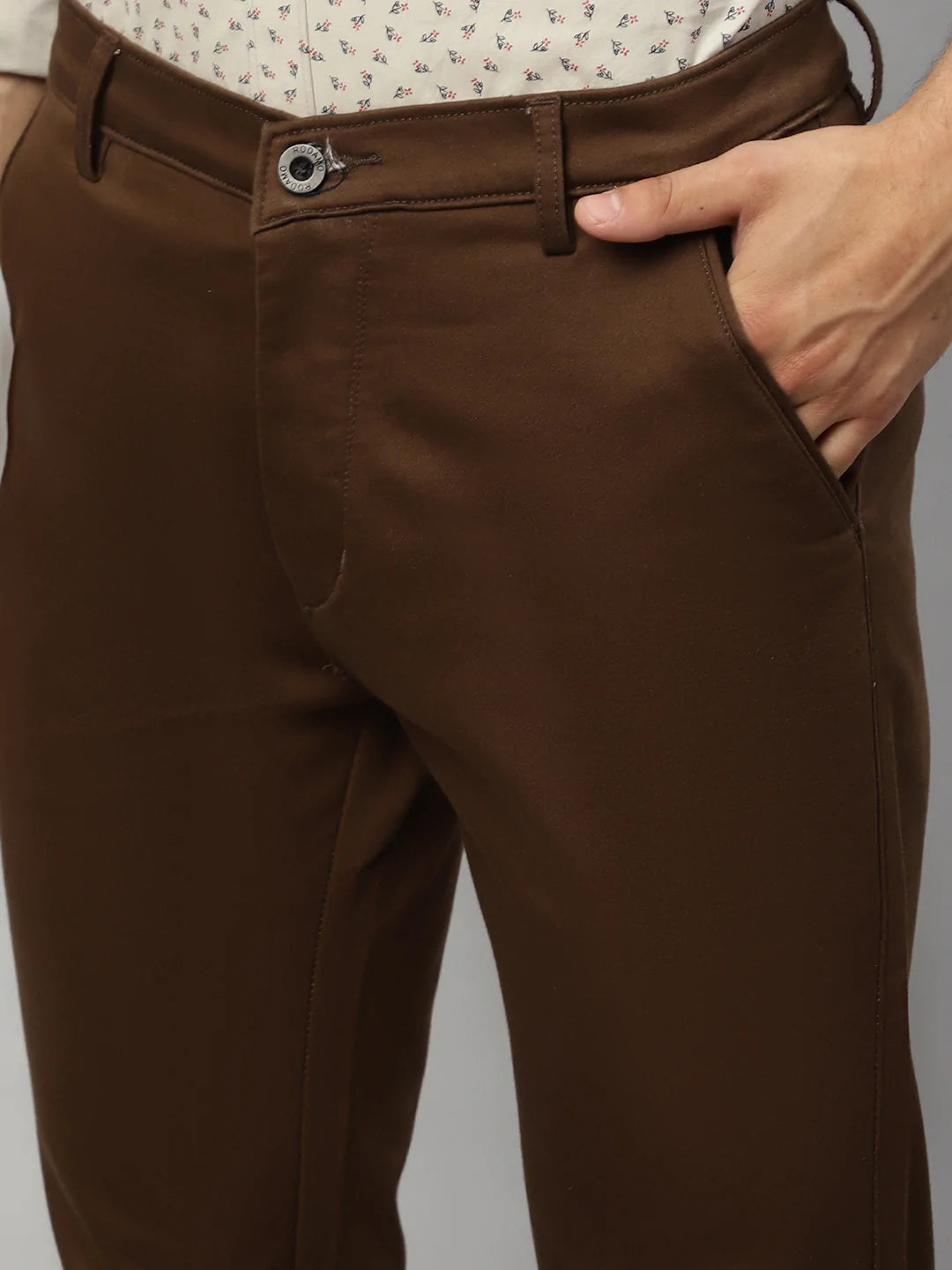 Men Brown Slim Fit Trousers