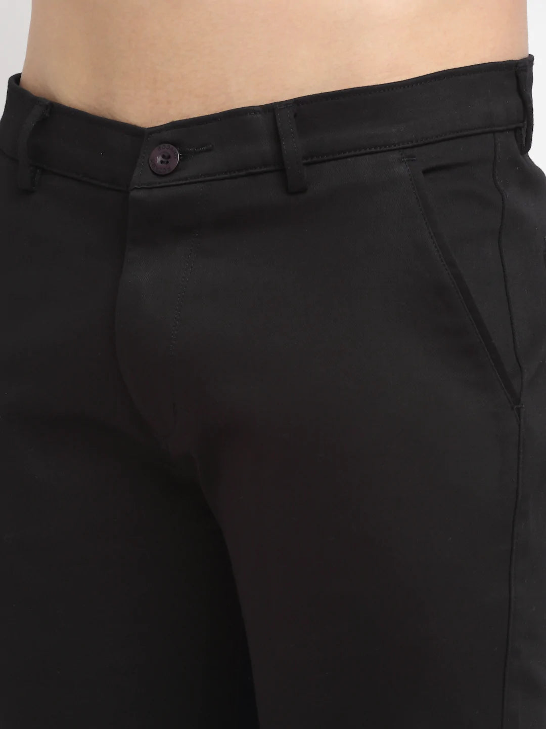 Men Black Slim Fit Chinos Trousers