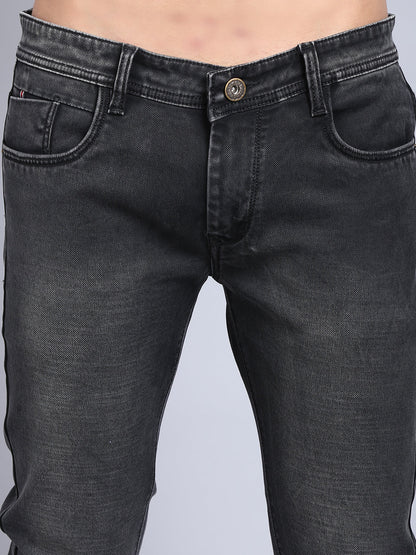 Men Black Slim Fit Heavy Fade Stretchable Jeans