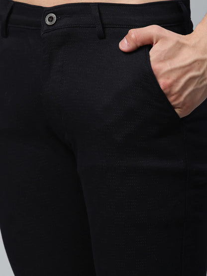 Men Navy Blue Slim Fit Trousers