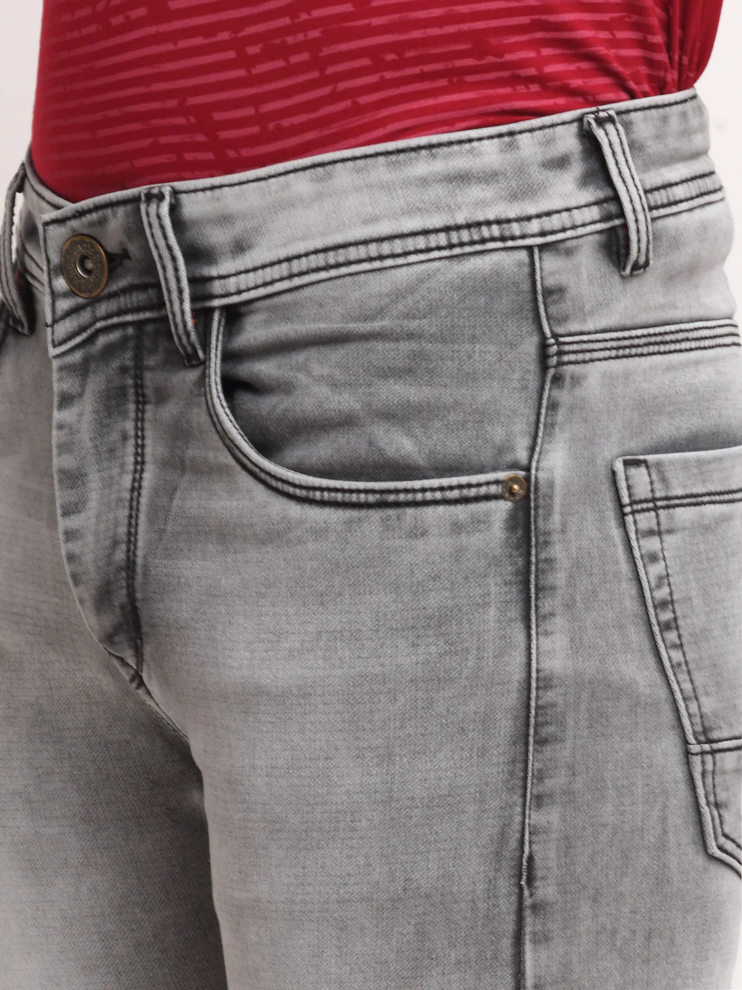Men Grey Slim Fit Heavy Fade Stretchable Jeans