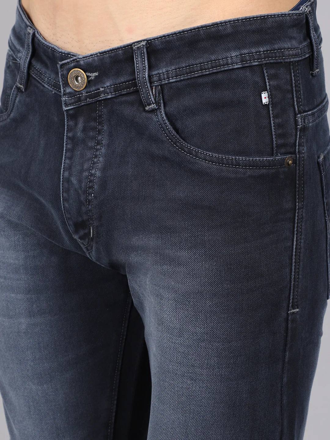 Men Blue Slim Fit Low Distress Heavy Fade Stretchable Jeans