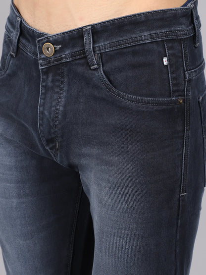 Men Blue Slim Fit Low Distress Heavy Fade Stretchable Jeans