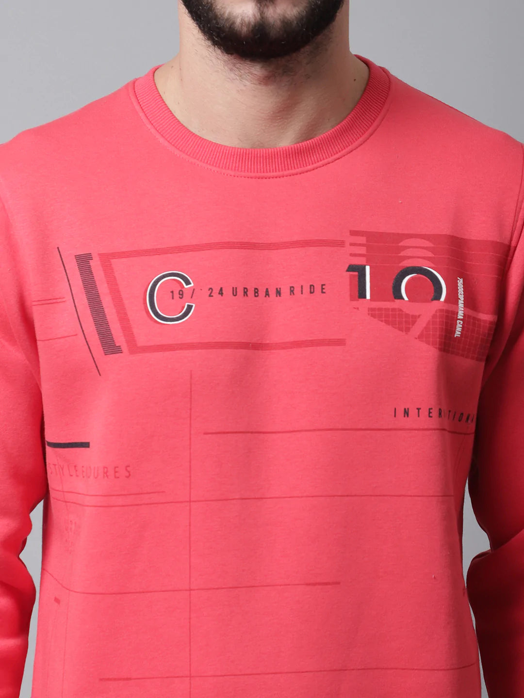 Men Pink Printed Sweatshirt